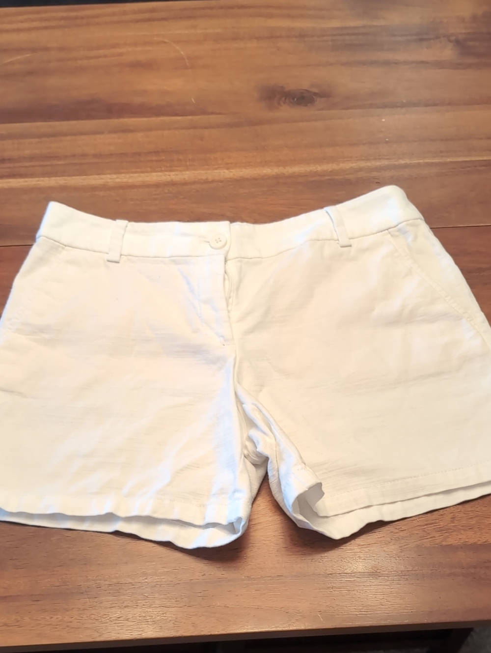 LOFT White Cotton Bermuda Shorts with Belt Loops